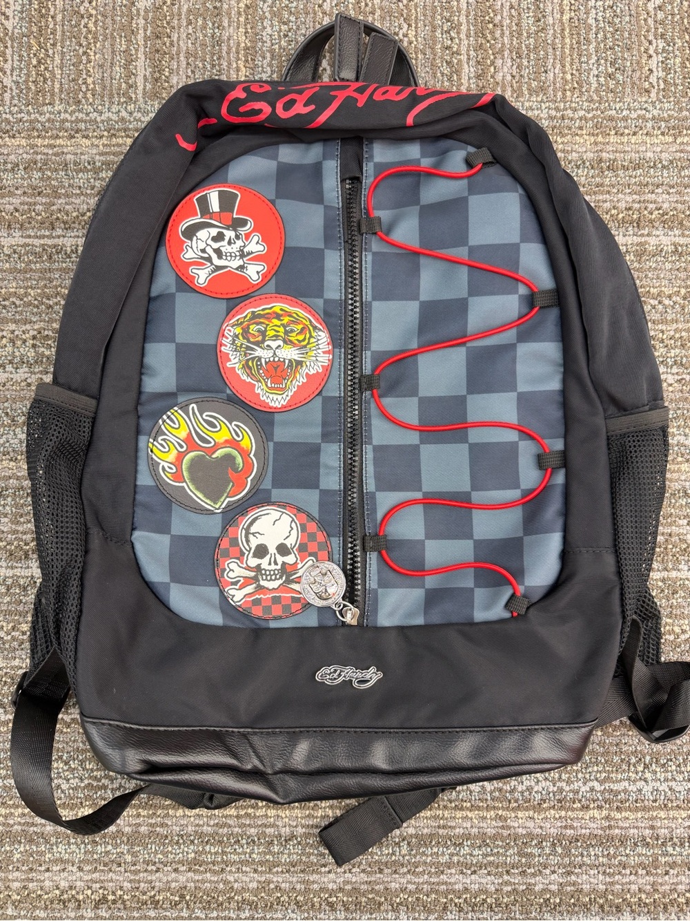 Ed Hardy | Backpack Black Check Patches Backpack